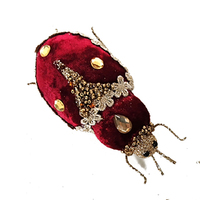 Red Velvet Beetle with Gold Christmas Decoration