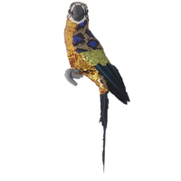 Perched Blue Wing Sequin Parrot Christmas Decoration