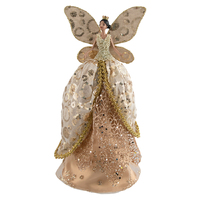 Champagne Angel with Cream Wing Christmas Tree Topper