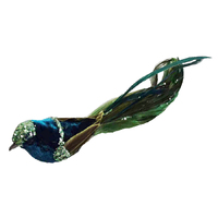 Green Sequin Head Long Tail Clip on Christmas Bird