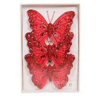 Red Sparkle  Christmas Butterfly Clip