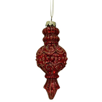 Red Gold Glass Christmas Finial  B