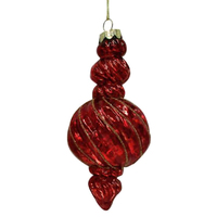 Red Gold Glass Christmas Finial C