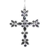 Silver Jewel Cross Hanging Christmas Decoration