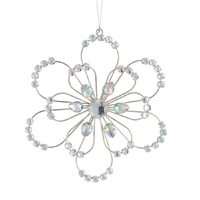 Silver and Jewel Flower Hanging Christmas Decoration