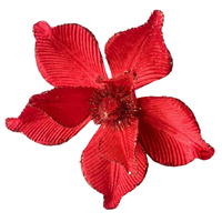 Red Magnolia Clip on Christmas Decoration