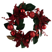 Rouge Berry Poinsettia Christmas Wreath 61cm