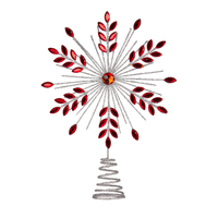 Silver and Red Metal Snowflake Christmas Tree Topper