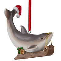 Christmas Dolphin Hanging Christmas Ornament 8cm