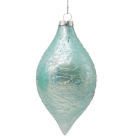 Soft Teal Teardrop Glass Christmas Ornament 