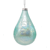 Soft Teal Bulb Glass Christmas Ornament