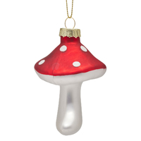 Glass Glass Mushroom Hanging Christmas Ornament 8cm