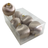 Champagne Thread Christmas Bauble  6 pc