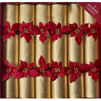 Glitter Poinsettia Christmas Crackers 6pk