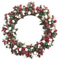 Blushing Holiday Beaded Berry Candle Ring 16.5cm