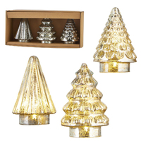 Silver LED Lit Tree 15cm  3pc set