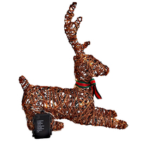 Sitting Rattan Christmas Reindeer with 50 LED Lights