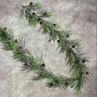 Green Pine Garland with Small Pinecones 180cm