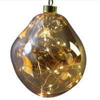 LED Organic Shaped Glass Ball Amber Small