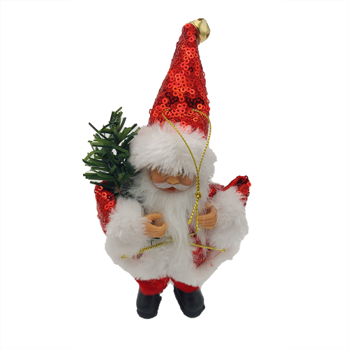 Standing Santa with Tree Hanging Decoration 18cm