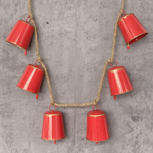 Red Metal Bell Christmas Garland 160cm