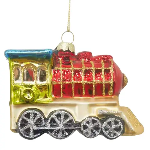 Train Glass Hanging Christmas Decoration 10cm