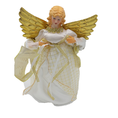 White Gold Angel Tree Topper 30cm