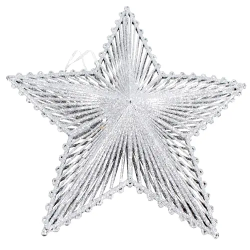 Silver Glitter Hanging Star 30cm