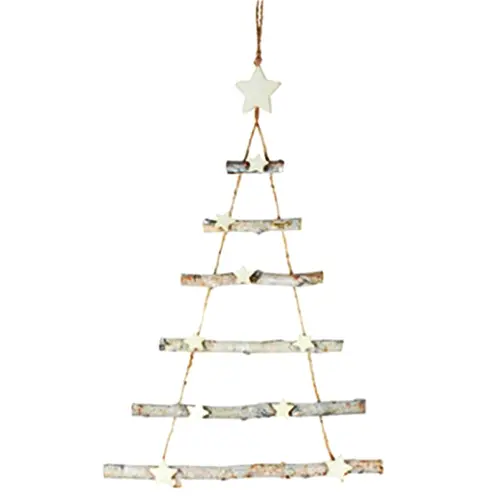 Hanging  Twig Rope Ladder Tree with Stars  70x40cm