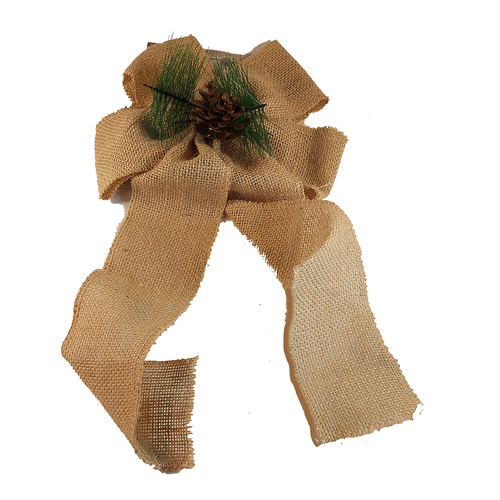 Burlap Bow with Pinecone
