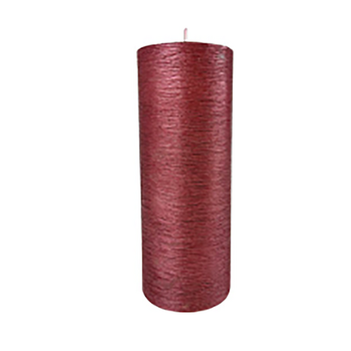 Linen Look Pillar Candle Red 18cm