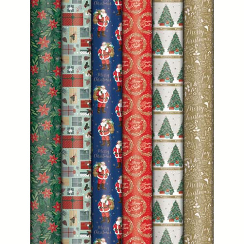 Charity  Christmas Wrapping Paper Traditional  5m x 70cm