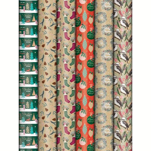 Charity  Christmas Wrapping Paper Kraft 5m x 70cm