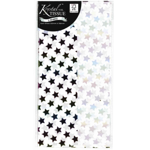 Foil Multi Colour  Star and White Tissue Paper 2 sheets