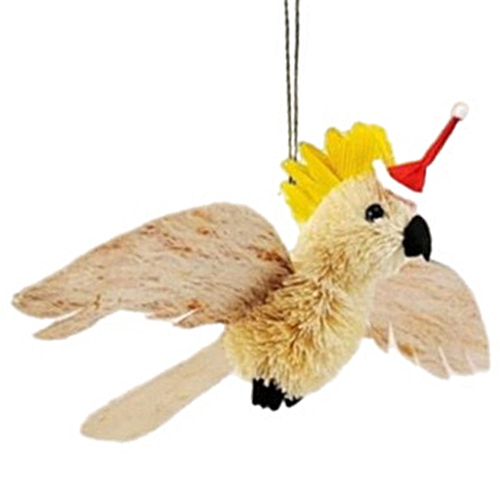 Flying Cockatoo Christmas Bristle Decoration 18cm