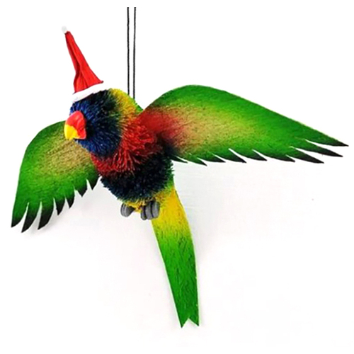 Flying Rainbow Lorikeet  Christmas Bristle Decoration 18cm