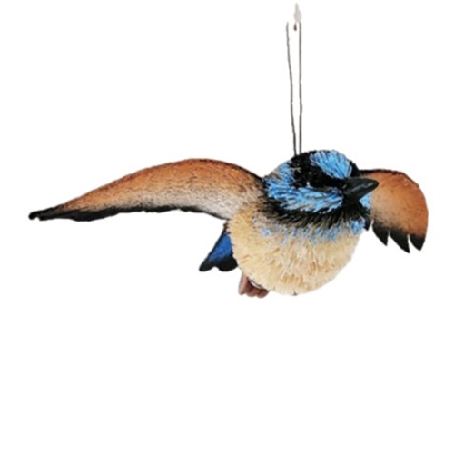 Flying Bristle Blue Wren Christmas Decoration 15cm