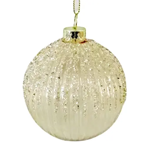 Champagne Clear  with Glitter 8cm Bauble