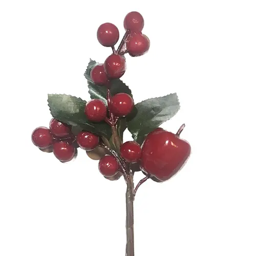 Holly Berry with Apple Christmas Pick 20cm