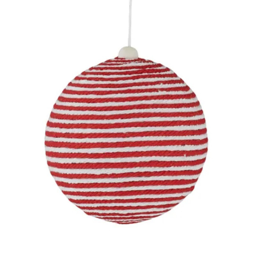 Red White 10cm Hanging Christmas Bauble