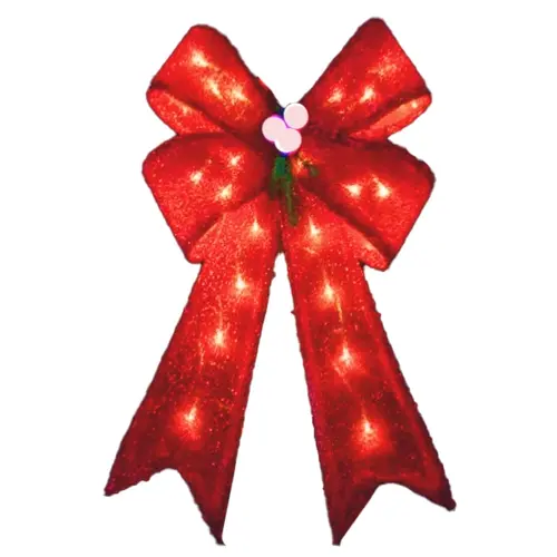 Christmas bow - Red with LED lights  