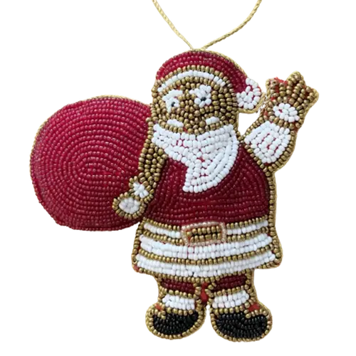 Beaded Santa Hanging Decoration  12cm