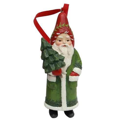 Vintage Santa with Tree Hanging Decoration