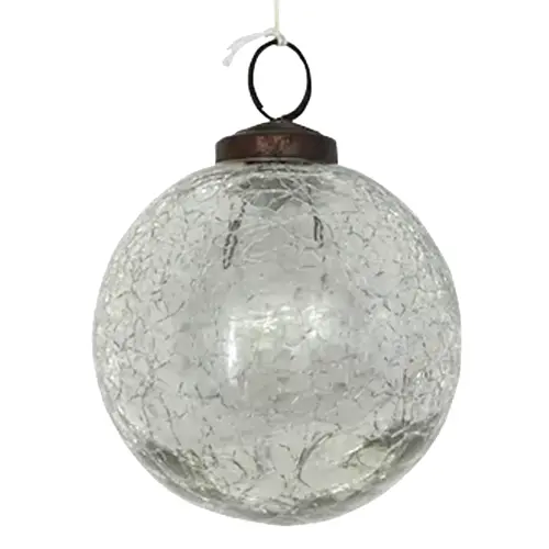 Clear Crackle Hanging Christmas Bauble 8cm