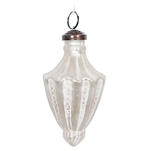 Blanc Ornate  Glass Hanging Ornament 11cm