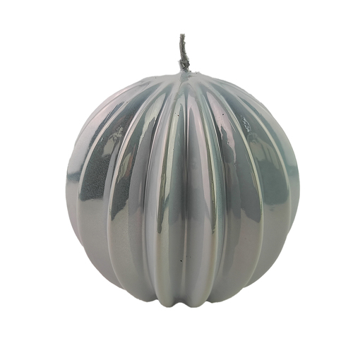 White Metallic Finish  Segmented  Ball Candle 12cm