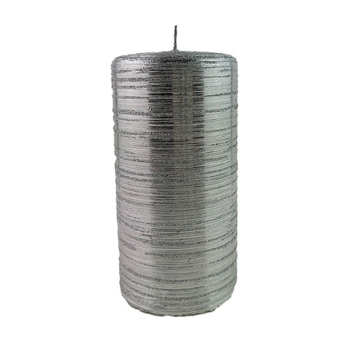 Silver Metallic Spenallato Pillar Candle  15 x 7cm