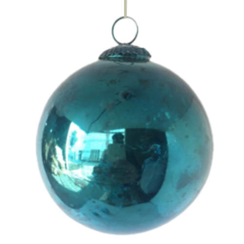 Vintage Blue Glass Bauble 12cm