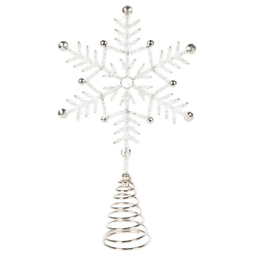 Aquane  White Silver Snowflake Tree Topper