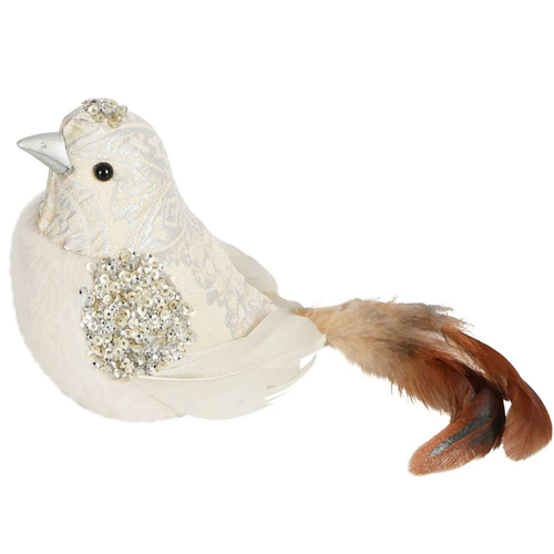 Nille  Cream Brocade Clip on Bird